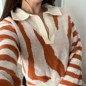 Boutique | Zebra Print V Neck Sweater